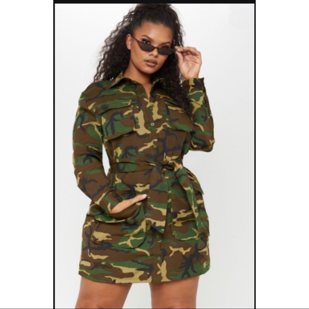 LIKE NEW (WORN ONCE) Prettylittlething Camo Dress